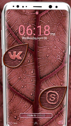Red Leaf Texture Launcher Theme screenshot 3