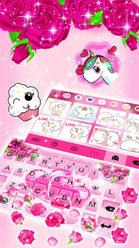 Pink Roses Gravity Keyboard Background screenshot 3