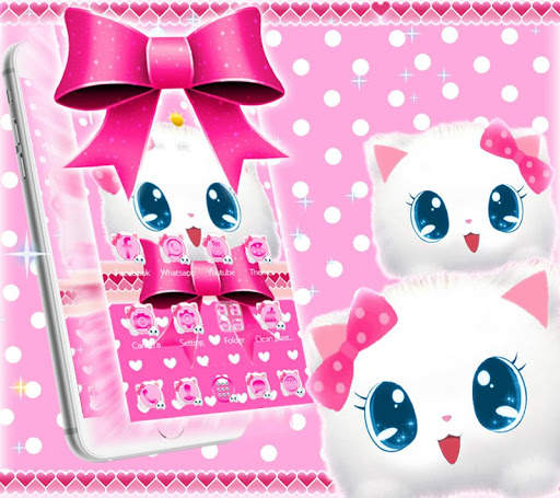 Cute Fluffy Kitten Pink Bow Theme screenshot 5