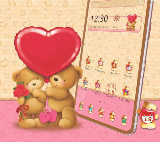 Love Heart Teddy Bear Couple Theme screenshot 1