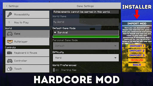 Hardcore Mod for Minecraft PE screenshot 3