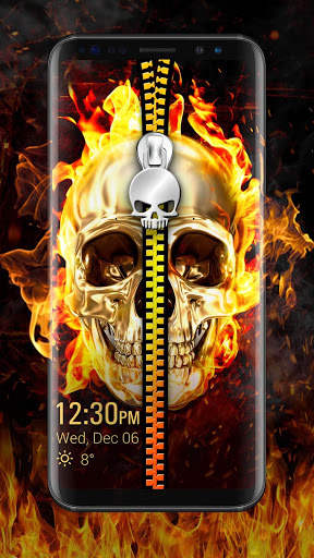 Skull & zipper style lock screen 1 تصوير الشاشة
