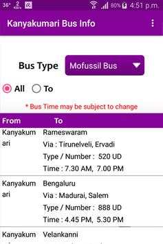 Kanyakumari Bus Info screenshot 1