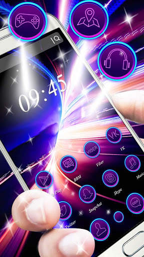 Tema Cahaya Biru Ungu Neon screenshot 2