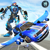 US Police Flying Robot Car : Flying Car Games icon