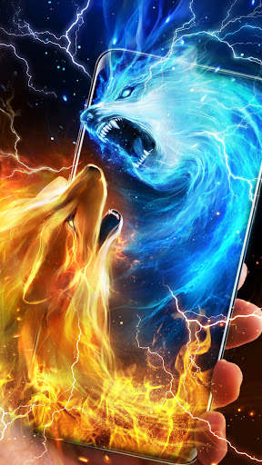 Ice Fire Wolf Wallpaper Themes screenshot 1