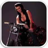 Sexy Girl Bike Model Wallpaper logo