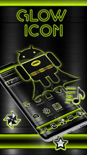 Black Android Glow Robot Theme screenshot 1