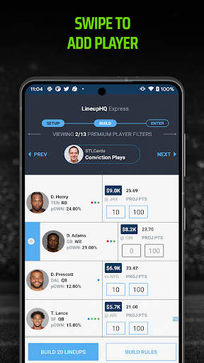 LineupHQ Express DraftKings screenshot 3