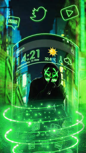 Neon, Mask, Cool, Man Theme & Live Wallpaper screenshot 3