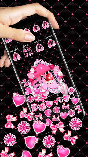 Pink Love Heart Diamond Gravity Theme screenshot 2