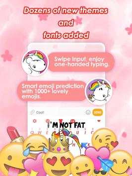 Fluffy White Unicorn Keyboard Theme for Girls screenshot 2