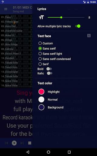 MIDI Clef Karaoke Player 10 تصوير الشاشة