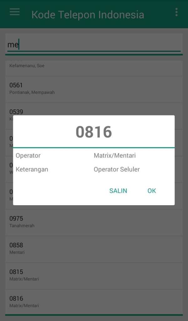 Kode Telepon Indonesia screenshot 5