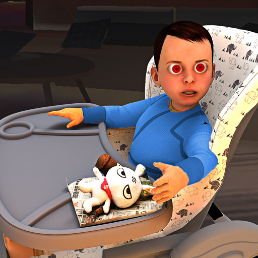 Scary baby yellow horror house icon