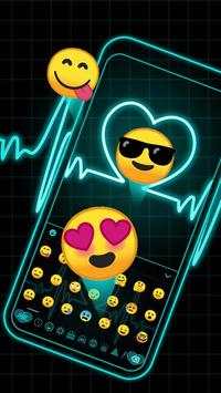 Neon Blue Love Heart Keyboard 3 تصوير الشاشة