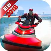 Superheroes Jet ski stunts: Top Racing Game 2018 logo