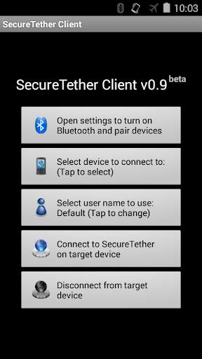 SecureTether Client - Android Bluetooth tethering screenshot 1