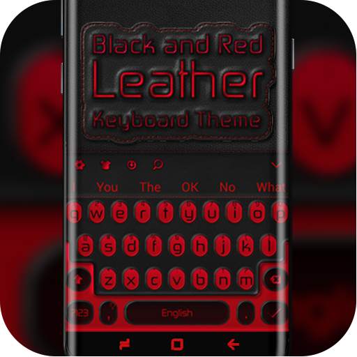 Red and Black Leather Keyboard Theme 10001004