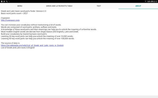 Greek and Latin roots finder screenshot 7