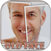 Aging old face camera icon