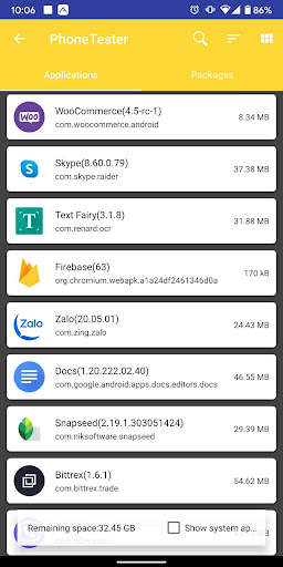Phone Tester, Apk extractor, bulk uninstaller screenshot 3