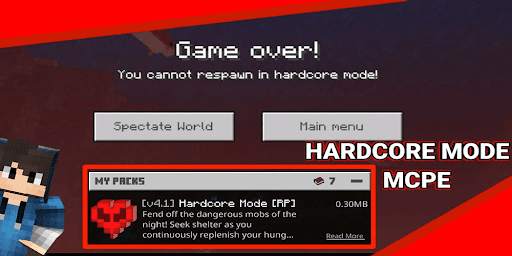 Hardcore Mod for Minecraft pe screenshot 2