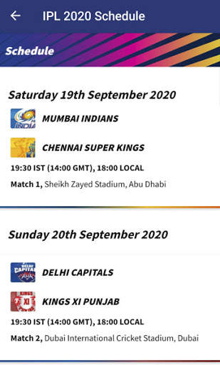 IPL 2020 UAE LIVE - Score, Schedule, Points Table screenshot 2
