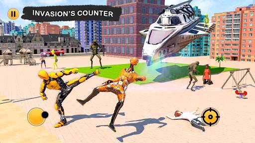 Flying Robot Hero vs Crime City Aliens:Rescue Game स्क्रीनशॉट 3