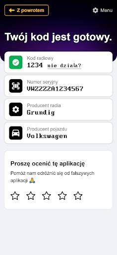 Kod do radia kalkulator screenshot 5