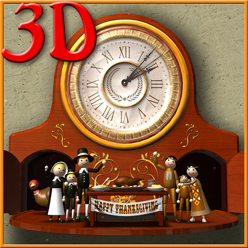 Thanksgiving Animated Clock 3D أيقونة