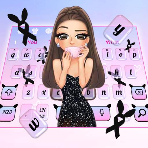 Kawaii Pink Fashion Girl Keyboard Theme 10001002