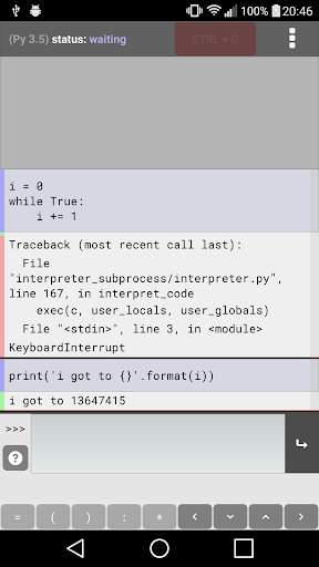 Pyonic Python 3 interpreter screenshot 3