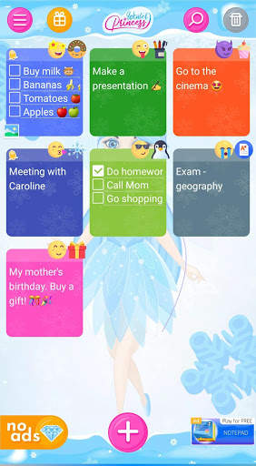 Winter Princess Notepad (with PIN or fingerprint) screenshot 1