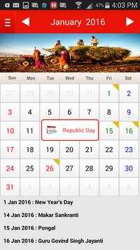Indian Holiday Calendar 2016 screenshot 3