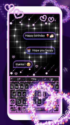 Sparkling Heart Neon Keyboard Theme स्क्रीनशॉट 1