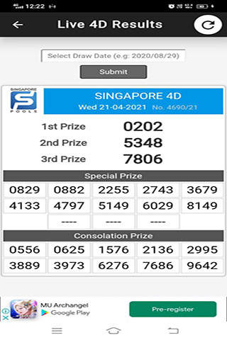 Live 4D Results 2021 screenshot 5