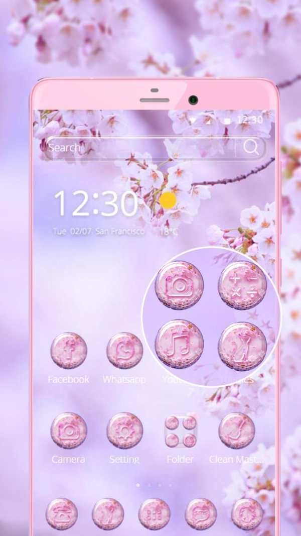 Pink Flower Theme Sakura Pattern Lock screenshot 2