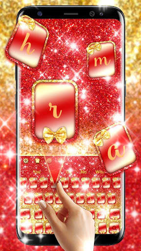 Golden Glitter Bow Keyboard Theme screenshot 2