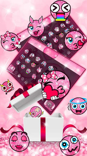 Pink Glitter Love Emoji Keyboard screenshot 3