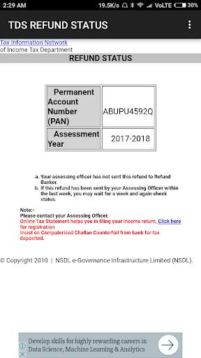 TDS REFUND STATUS screenshot 1