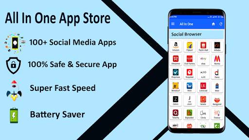 Social Browser:- All Social Media & Shopping Apps screenshot 1