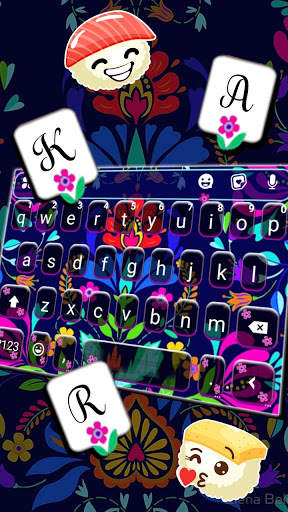Blue Mexican Flowers Keyboard  screenshot 3