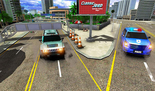Simulator Parking Spooky Jeep Polis Baru Permainan screenshot 1