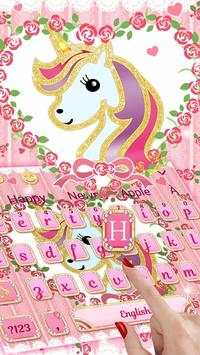 Pink Love Cute Unicorn Keyboard Theme screenshot 2