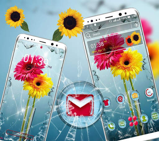 Broken Glass Flower Launcher Theme screenshot 3