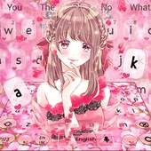 Pink Cuteness Floral Girl Keyboard 10001003