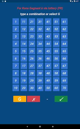 Keno FR combination statistics screenshot 13