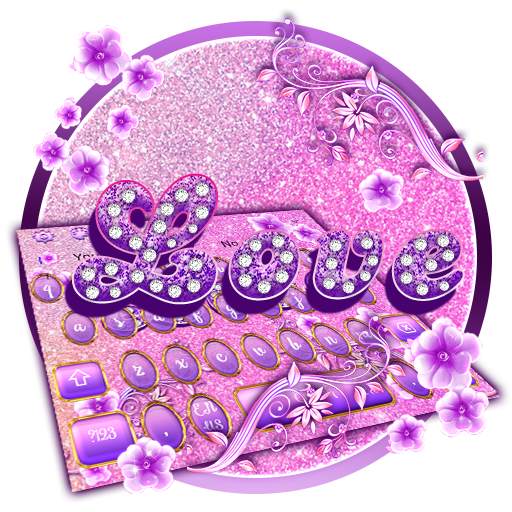 Neon Purple Love Keyboard Theme 10001002