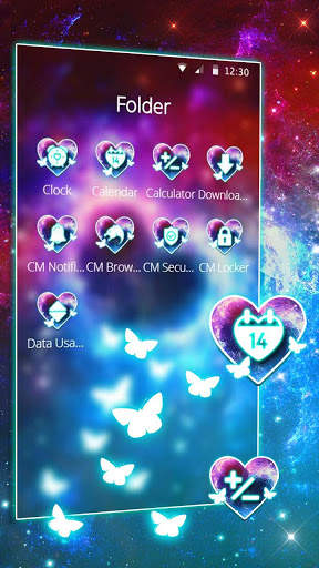 Galaxy Dreamy Neon Heart Theme screenshot 2